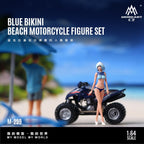 MoreArt 1:64 Blue Bikini Beach Motorcycle Doll Set Resin Model
