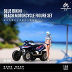 MoreArt 1:64 Blue Bikini Beach Motorcycle Doll Set Resin Model