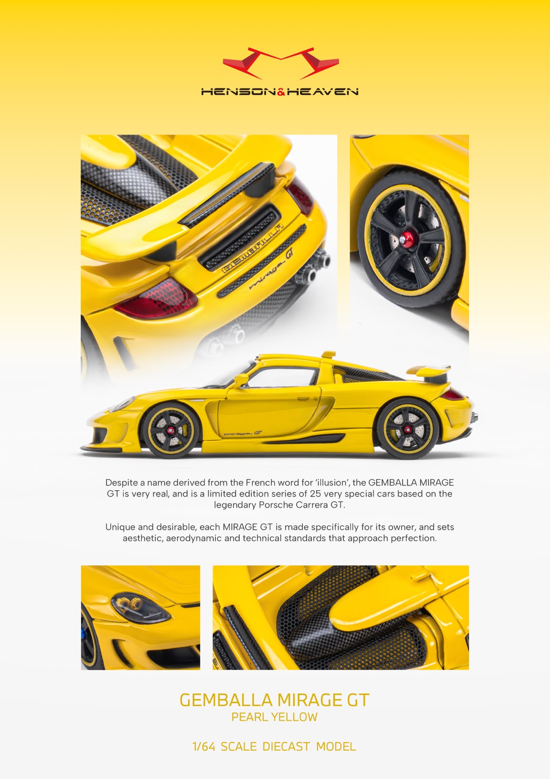 HH Model 1/64 Gemballa Mirage GT Diecast model.