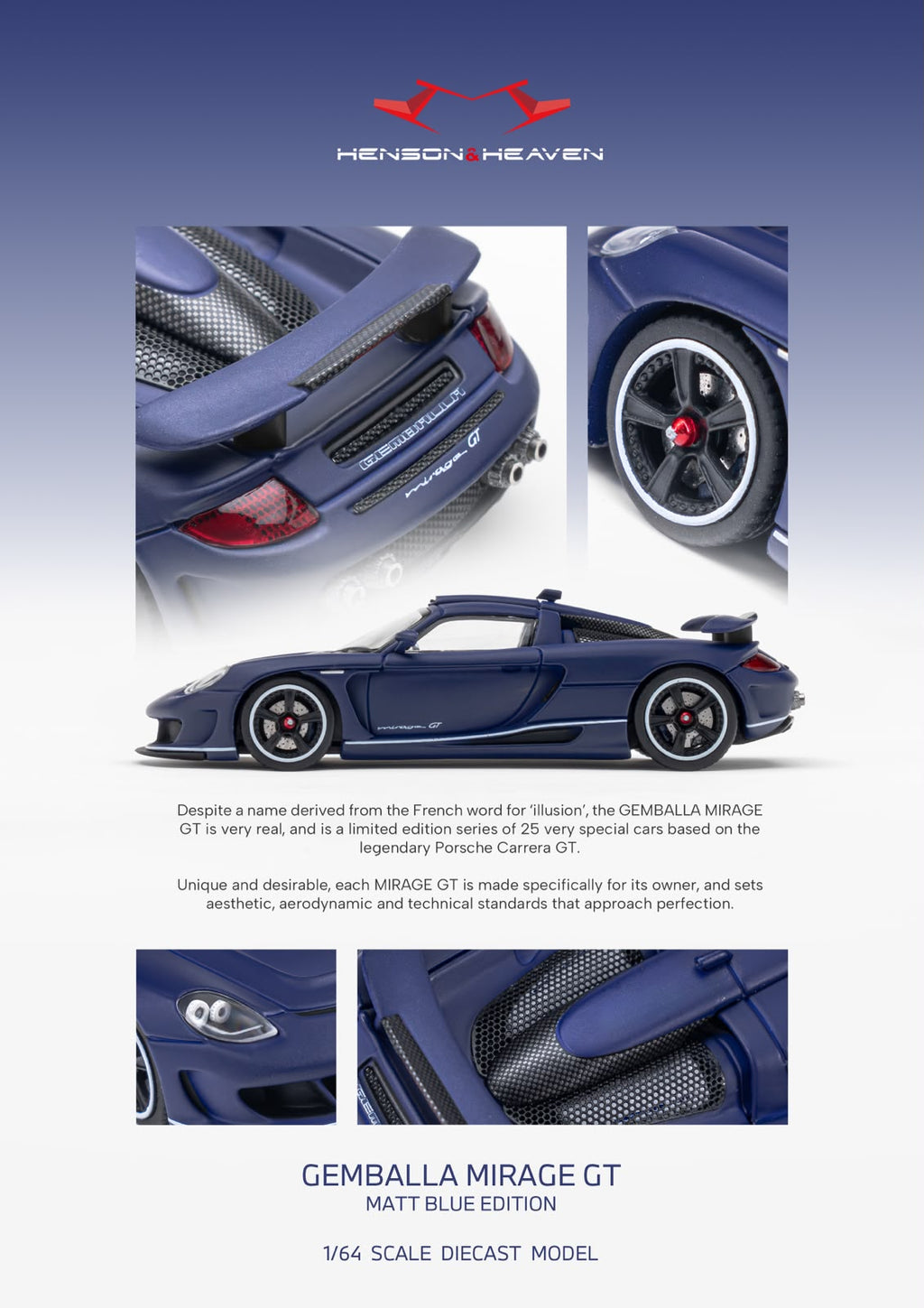 HH Model 1/64 Gemballa Mirage GT Diecast model.