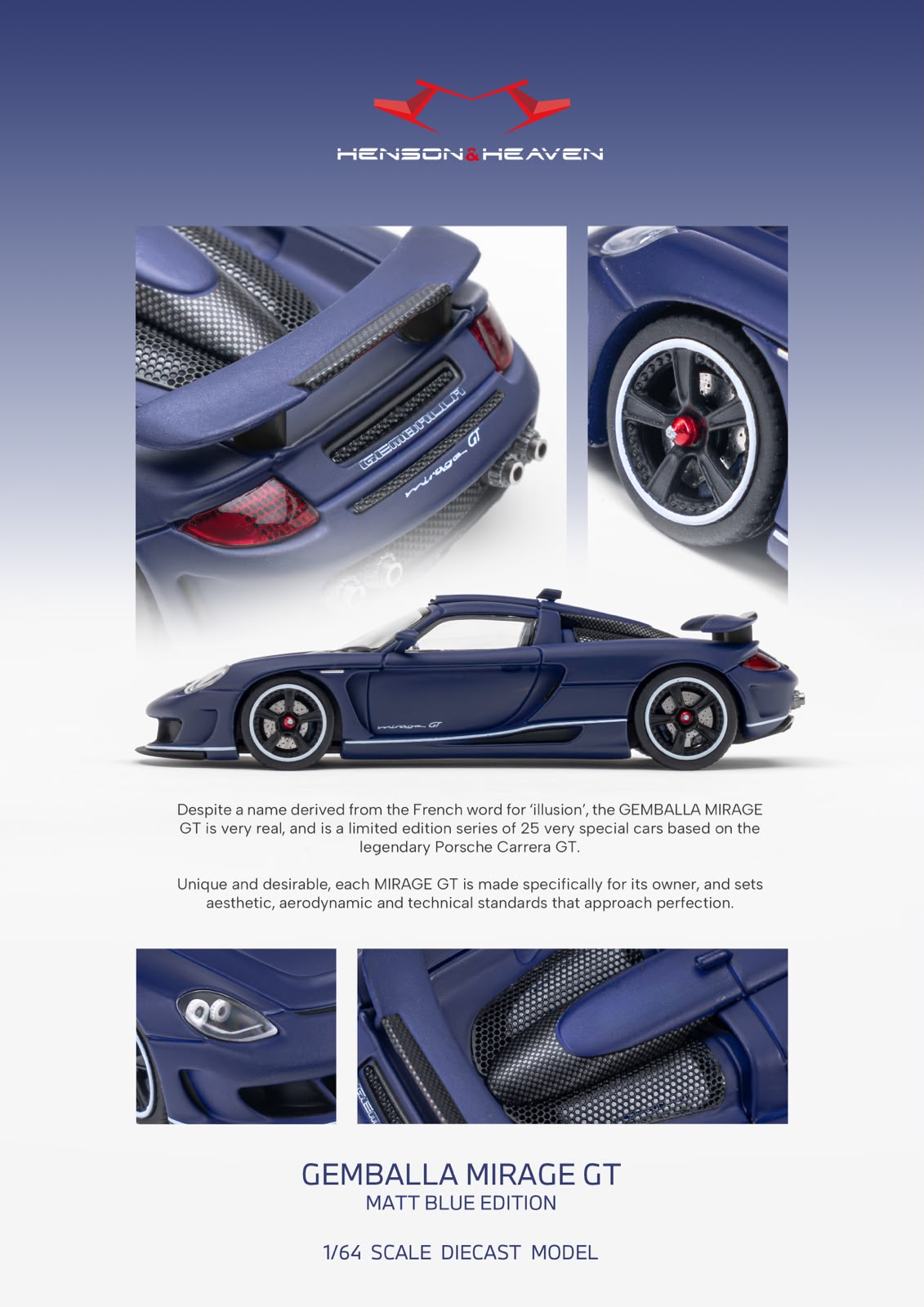 HH Model 1/64 Gemballa Mirage GT Diecast model.