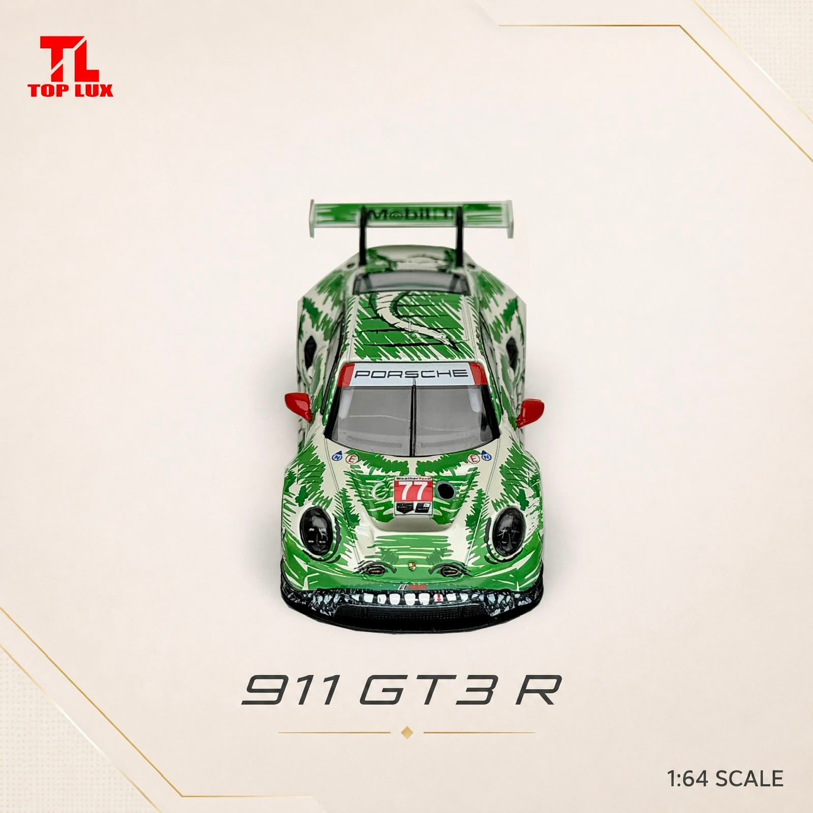 TOP LUX 1/64 911GT3R Green Sketch Dinosaur Diecast model