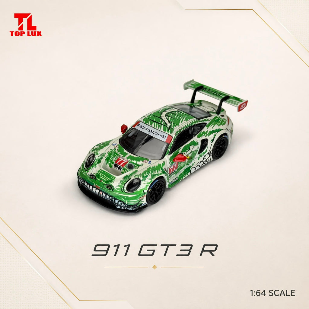 TOP LUX 1/64 911GT3R Green Sketch Dinosaur Diecast model