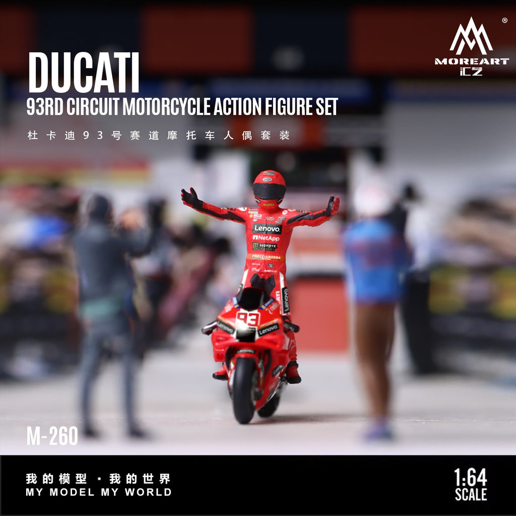 MoreArt 1:64 Ducati 93 Racing Motorcycle Figurine Set Plastic Model