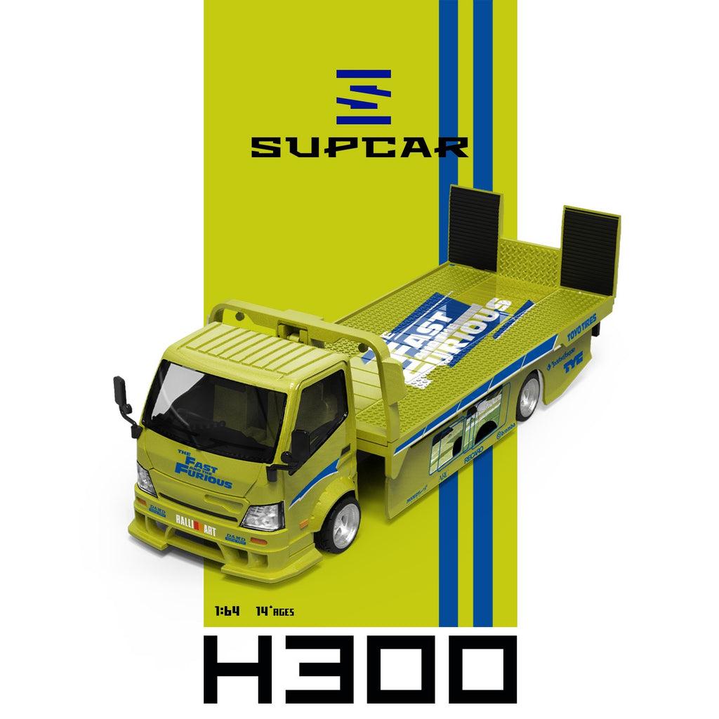 SupCar 1:64 H300 flatbed Transport Trailer - Fast and Furious Lime yellow