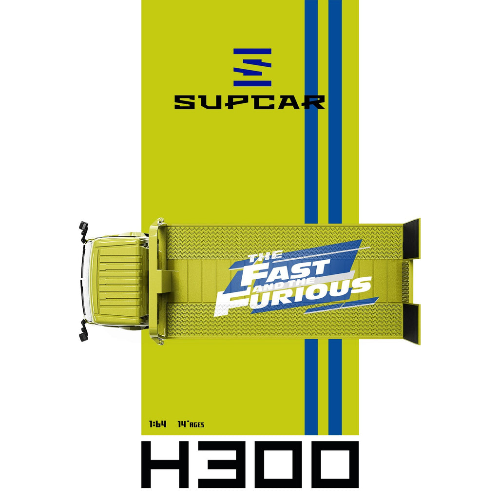 SupCar 1:64 H300 flatbed Transport Trailer - Fast and Furious Lime yellow