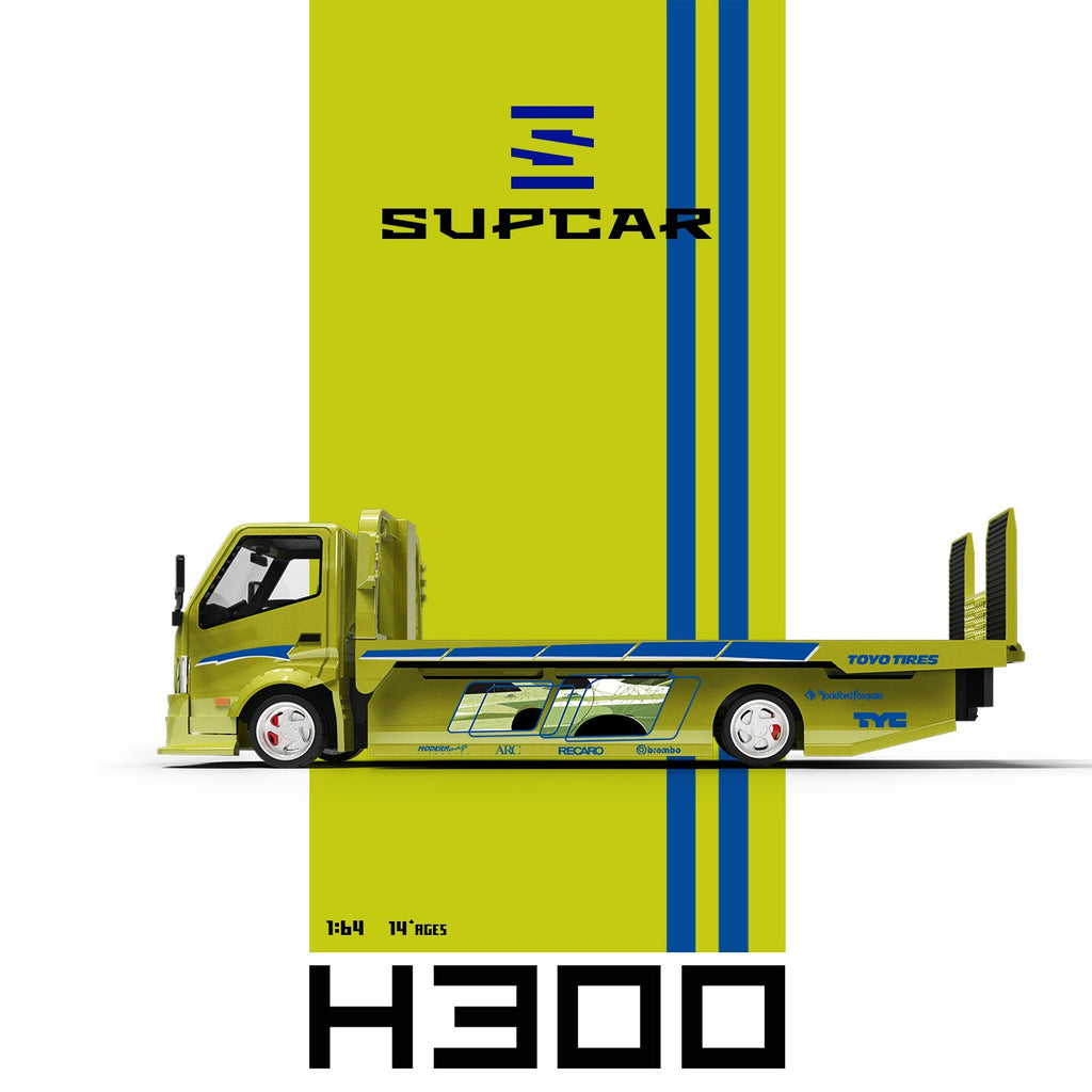 SupCar 1:64 H300 flatbed Transport Trailer - Fast and Furious Lime yellow