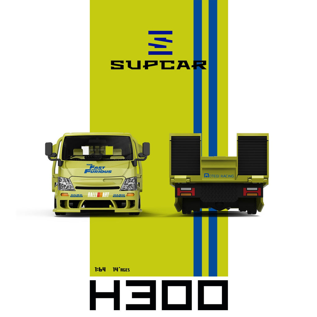 SupCar 1:64 H300 flatbed Transport Trailer - Fast and Furious Lime yellow