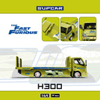 SupCar 1:64 H300 flatbed Transport Trailer - Fast and Furious Lime yellow