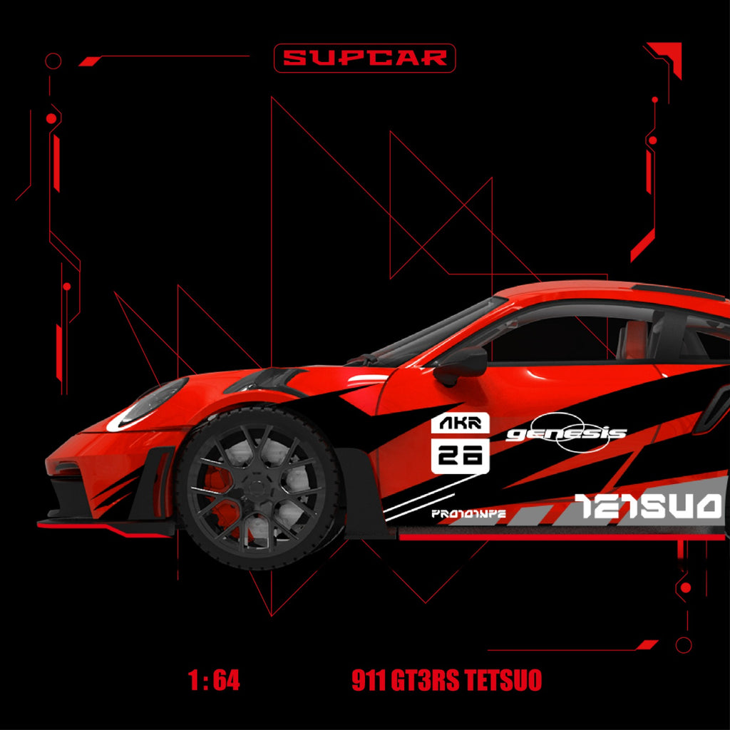 SupCar 1:64 Porsche 911 GT3 RS - Akira Red Hot Iron Bull
