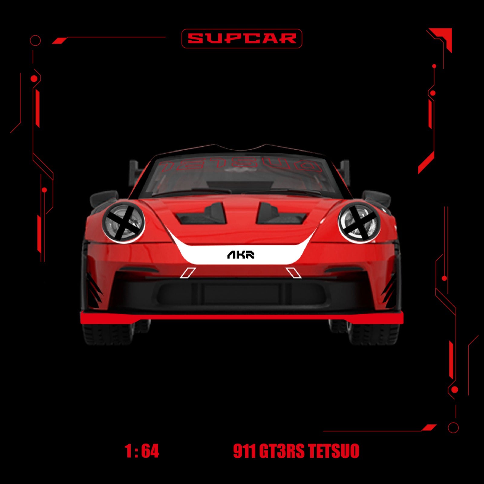 SupCar 1:64 Porsche 911 GT3 RS - Akira Red Hot Iron Bull