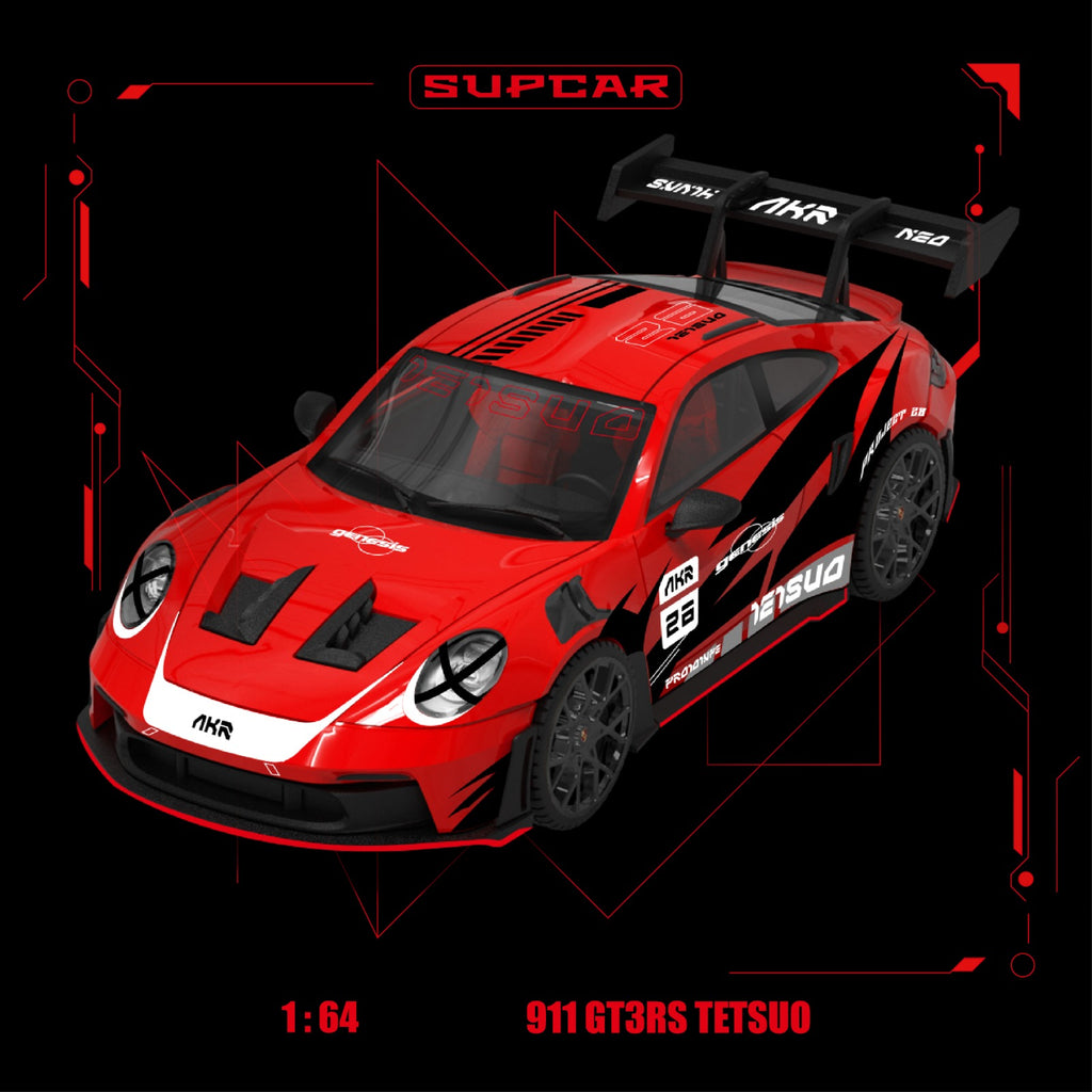 SupCar 1:64 Porsche 911 GT3 RS - Akira Red Hot Iron Bull