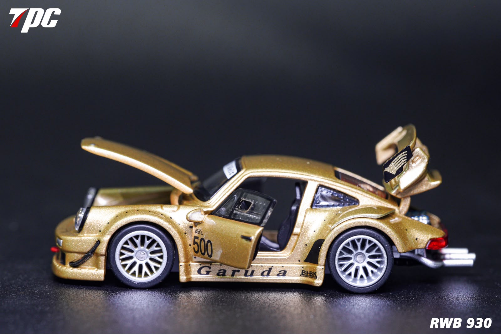 TPC Customized Version 1/64 Gold RWB930 Fully Open Diecast Model