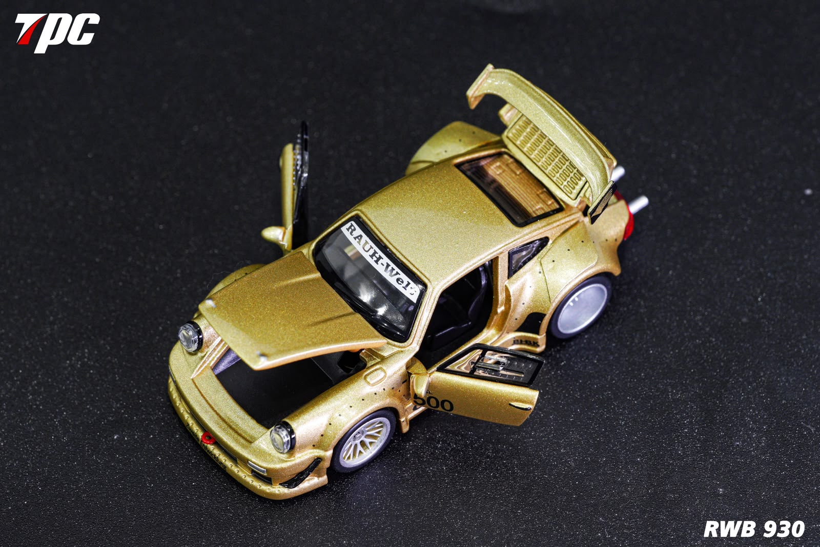 TPC Customized Version 1/64 Gold RWB930 Fully Open Diecast Model