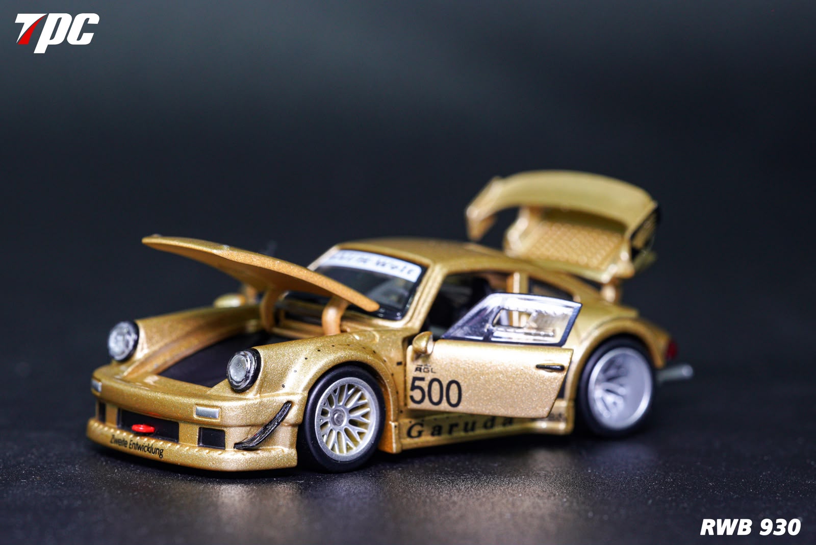 TPC Customized Version 1/64 Gold RWB930 Fully Open Diecast Model