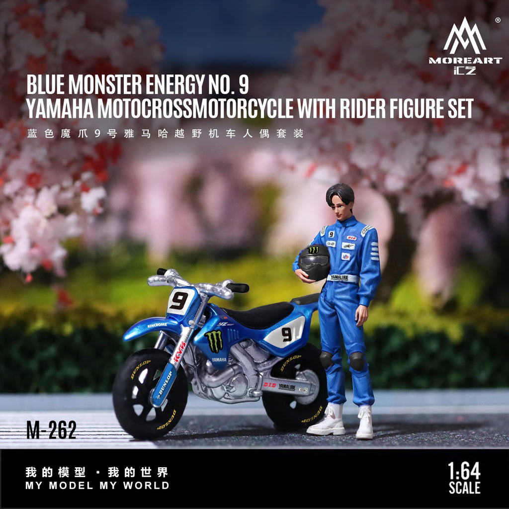 MoreArt 1:64 Blue Magic Claw No. 9 Yamaha Off-road Motorcycle Figure Set Resin Model