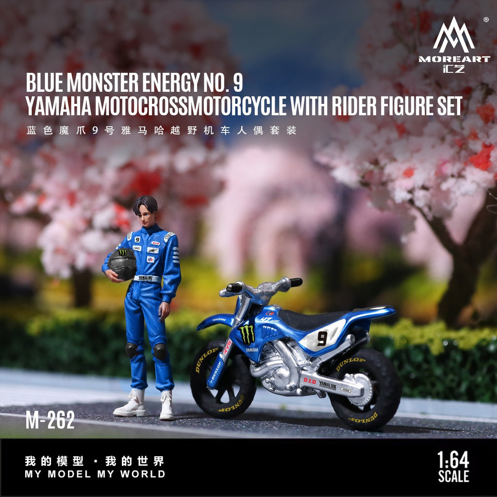 MoreArt 1:64 Blue Magic Claw No. 9 Yamaha Off-road Motorcycle Figure Set Resin Model