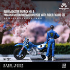 MoreArt 1:64 Blue Magic Claw No. 9 Yamaha Off-road Motorcycle Figure Set Resin Model