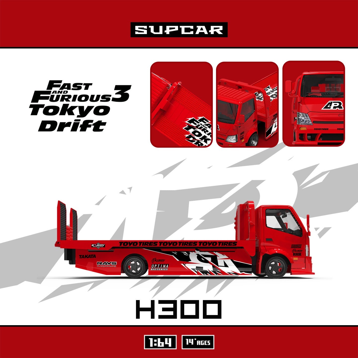 SupCar 1:64 H300 Flatbed Transport Trailer - Speed and Passion 3 Tokyo Drift