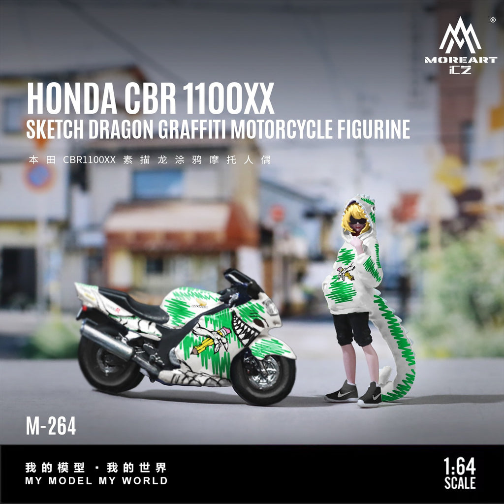 MoreArt 1:64 Honda CBR1100XX Sketch Dragon Graffiti Motorcycle Figure - Resin Model