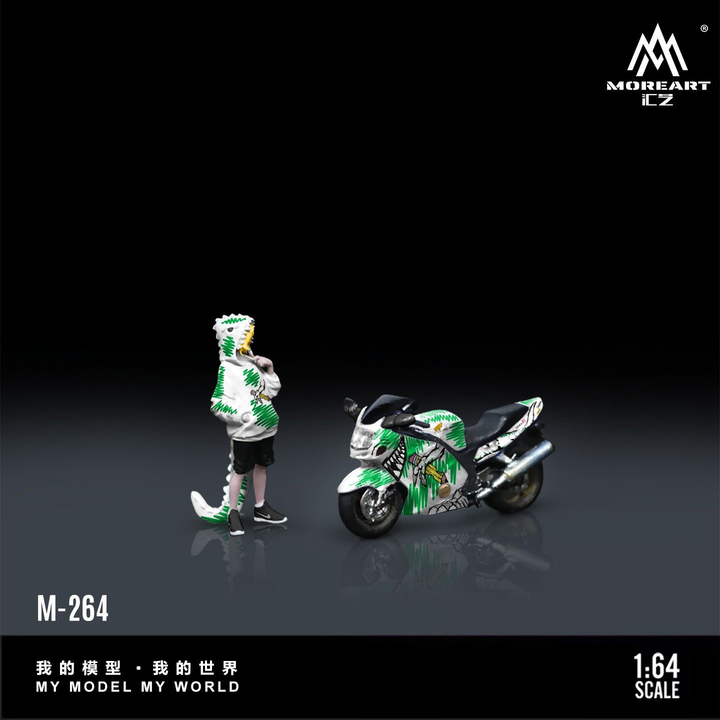 MoreArt 1:64 Honda CBR1100XX Sketch Dragon Graffiti Motorcycle Figure - Resin Model