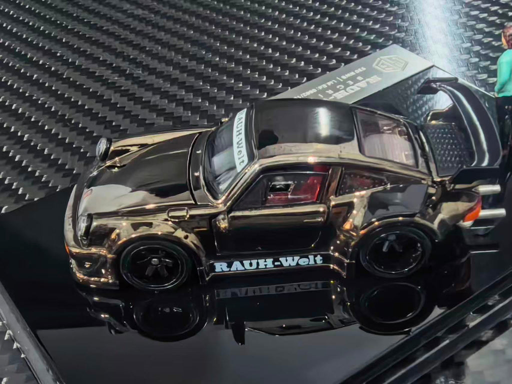 FG Customized Version 1/64 RWB930 Fully Open | Chrome gunmetal livery + Free Doll