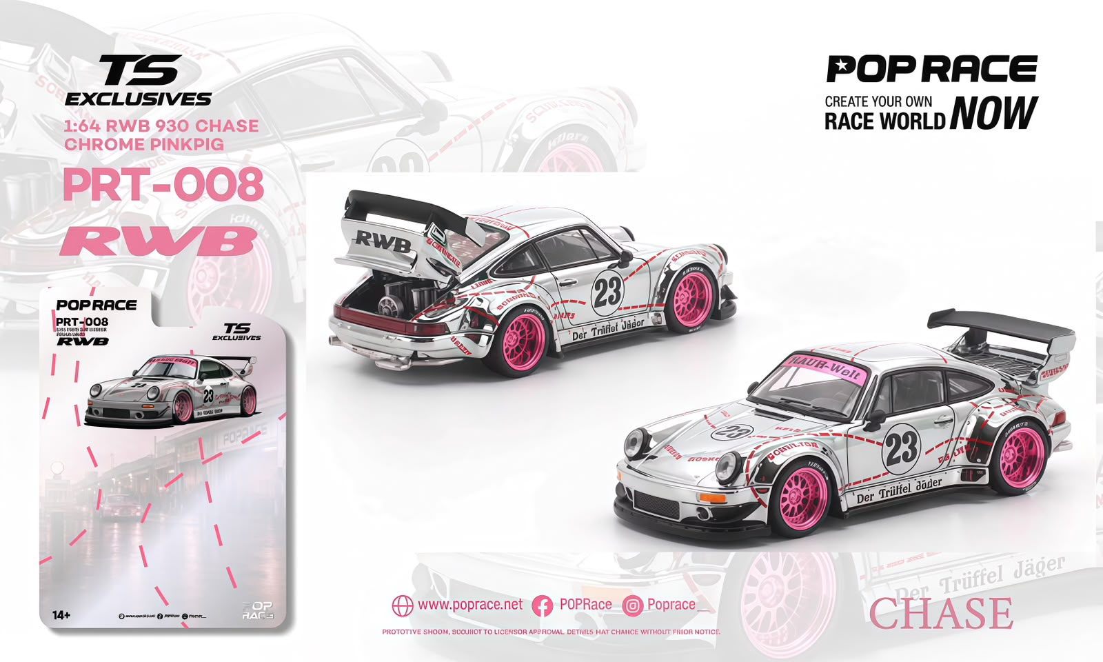Pop Race 1/64 RWB930 Pink Pig