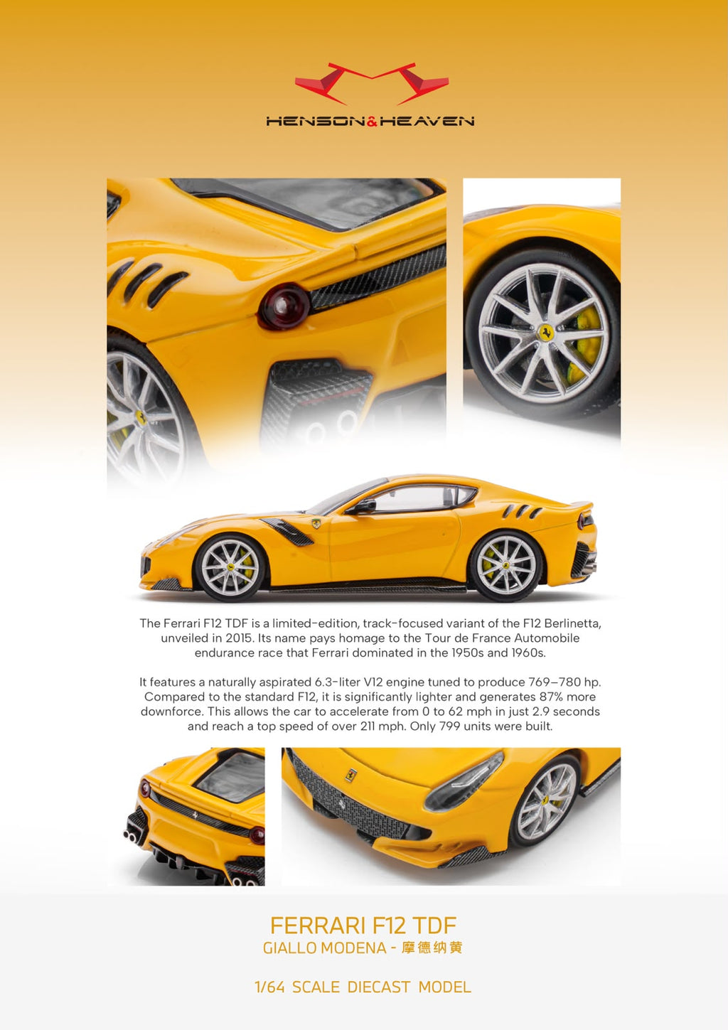 HH Model 1/64 Supercar F12 TDF Diecast Model.
