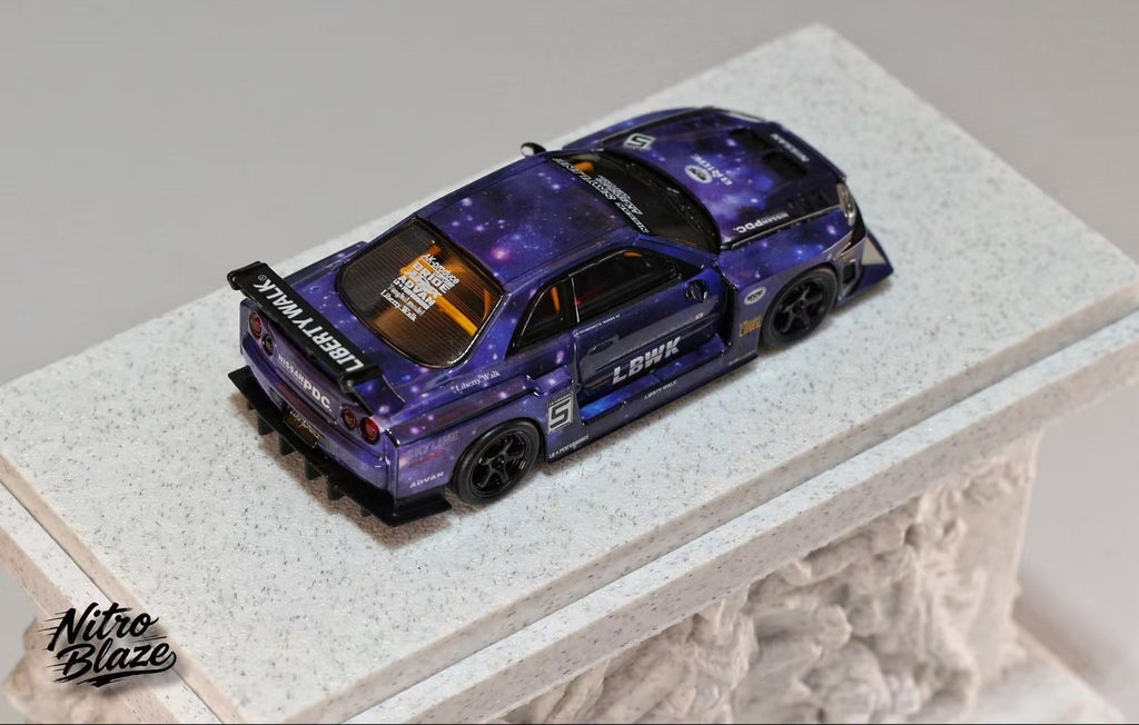Nitro Blaze 1/64 SKYLINE ER34, LB-SUPER SILHOUETTE widebody Diecast model