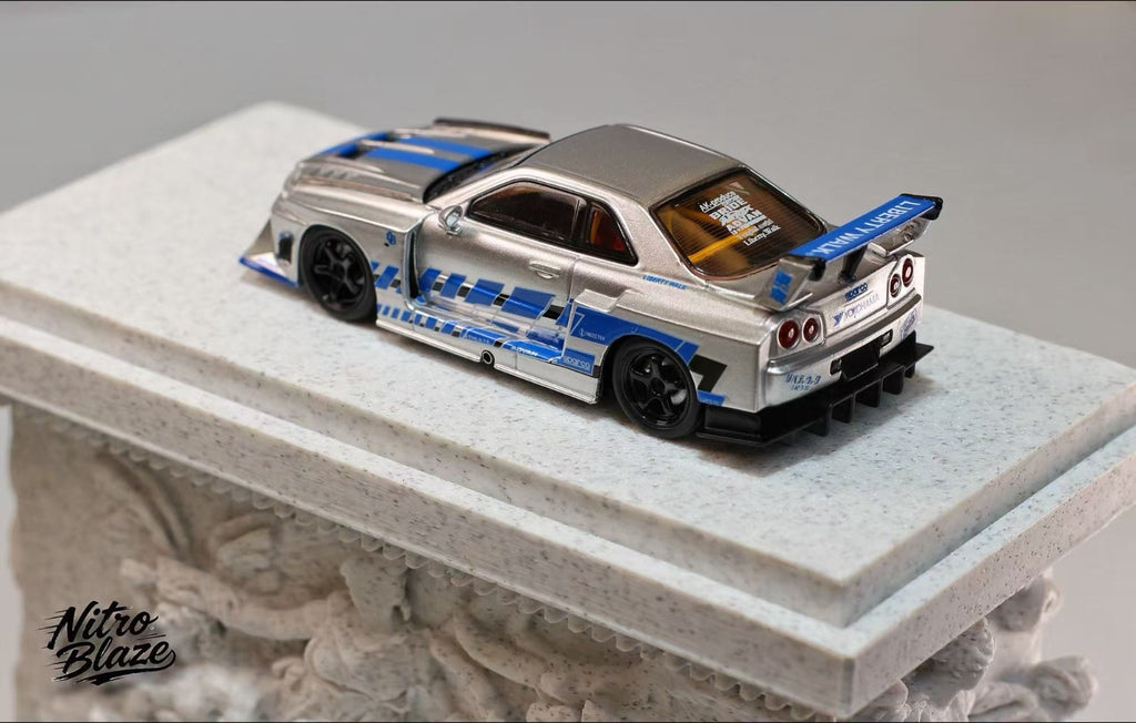 Nitro Blaze 1/64 SKYLINE ER34, LB-SUPER SILHOUETTE widebody Diecast model