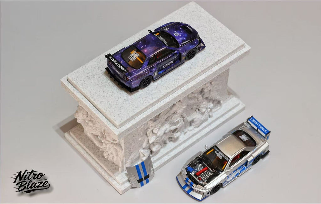Nitro Blaze 1/64 SKYLINE ER34, LB-SUPER SILHOUETTE widebody Diecast model
