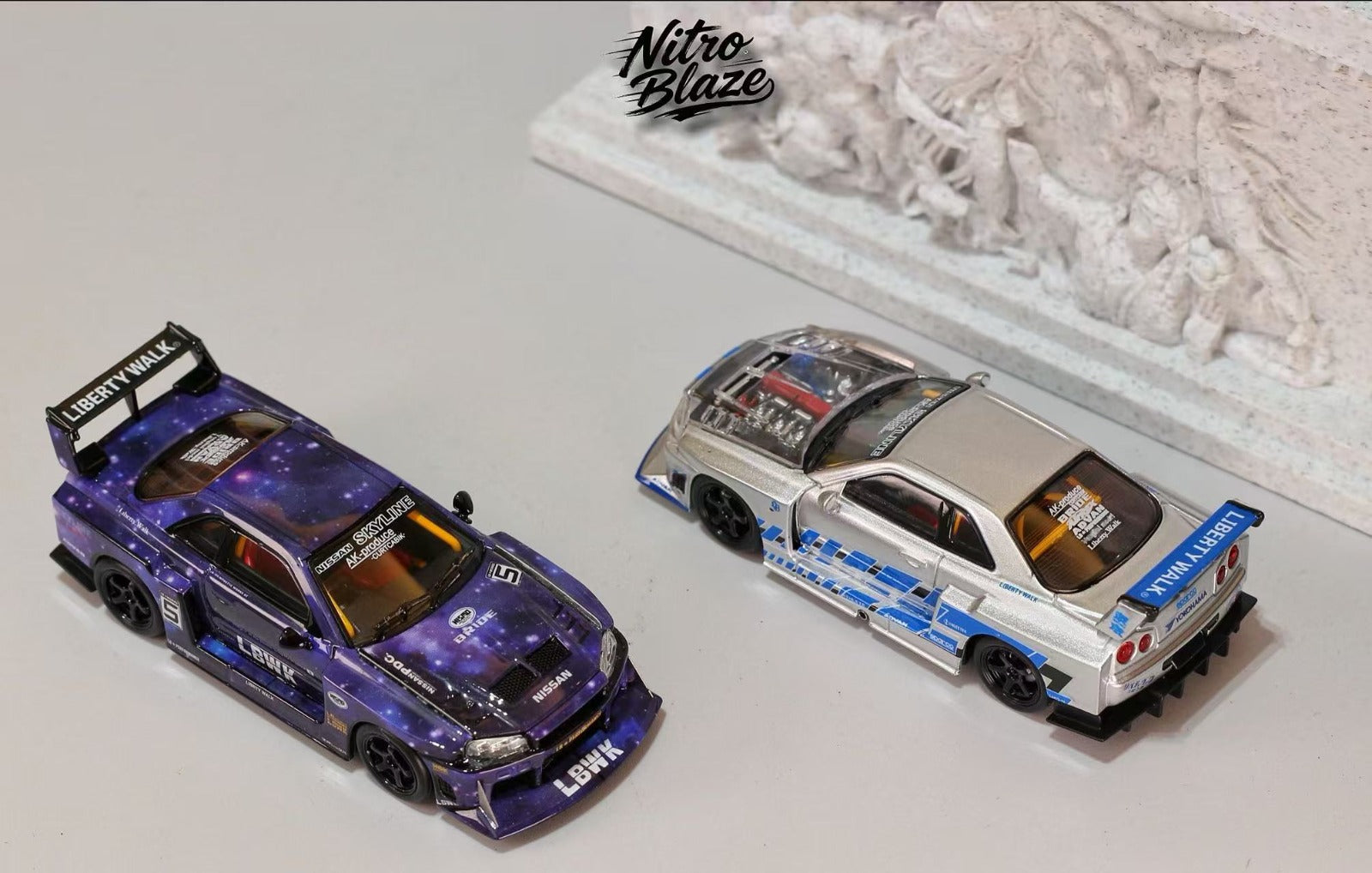 Nitro Blaze 1/64 SKYLINE ER34, LB-SUPER SILHOUETTE widebody Diecast model
