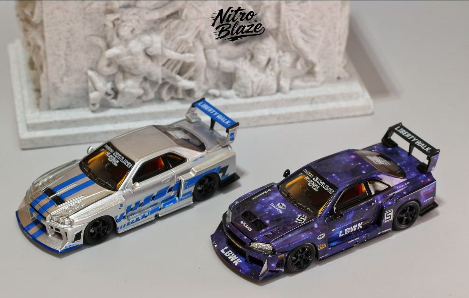 Nitro Blaze 1/64 SKYLINE ER34, LB-SUPER SILHOUETTE widebody Diecast model
