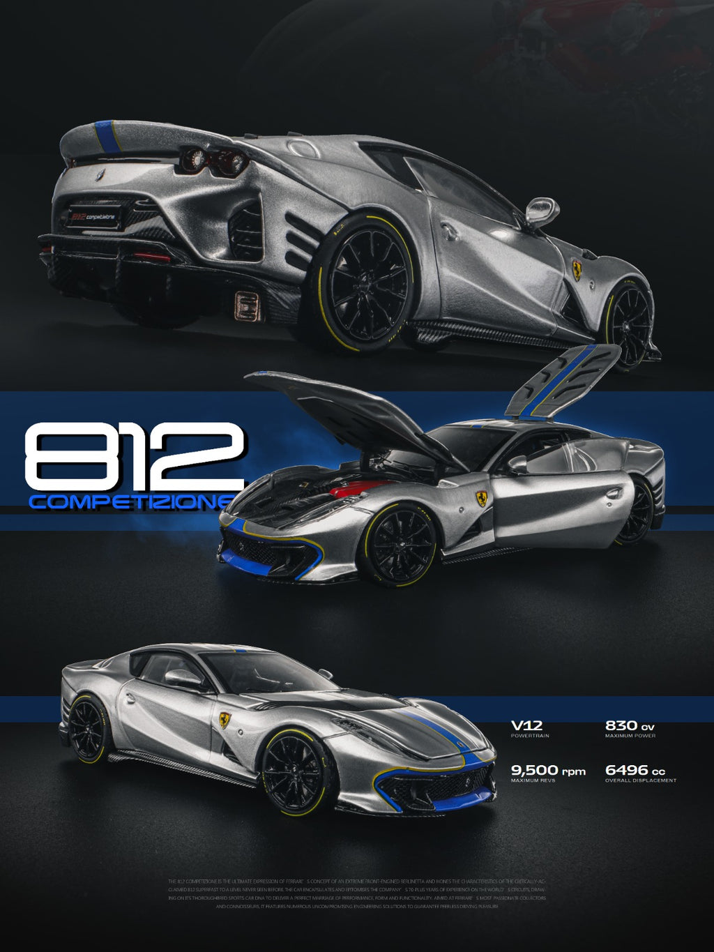 Glamcraft  1/64 Ferrari 812C Full Open Diecast Model.