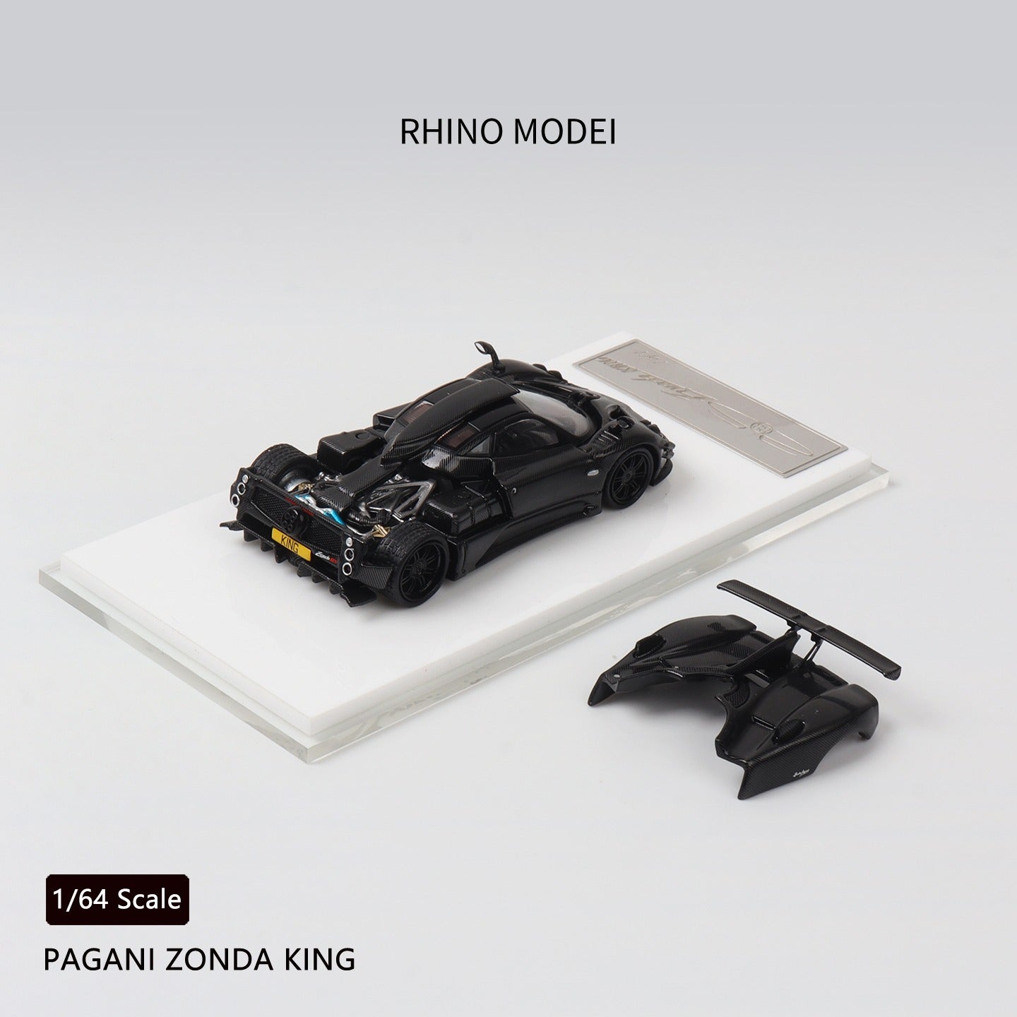 Rhino Mode RM 1/64 Zonda 760 King Diecast Model Full Carbon Black