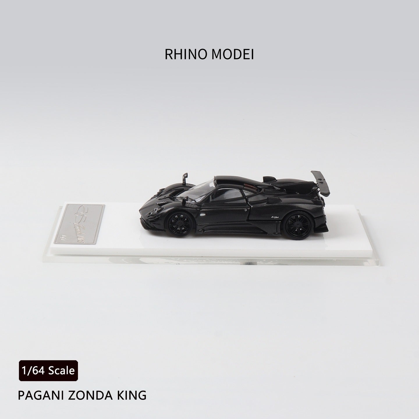 Rhino Mode RM 1/64 Zonda 760 King Diecast Model Full Carbon Black