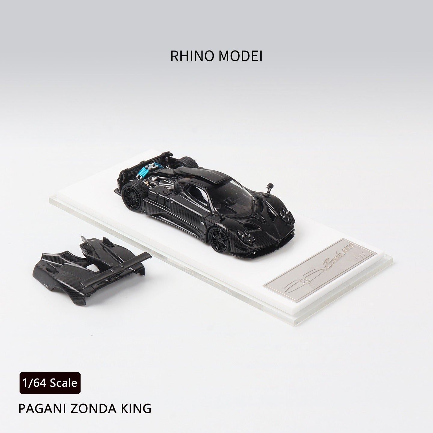 Rhino Mode RM 1/64 Zonda 760 King Diecast Model Full Carbon Black