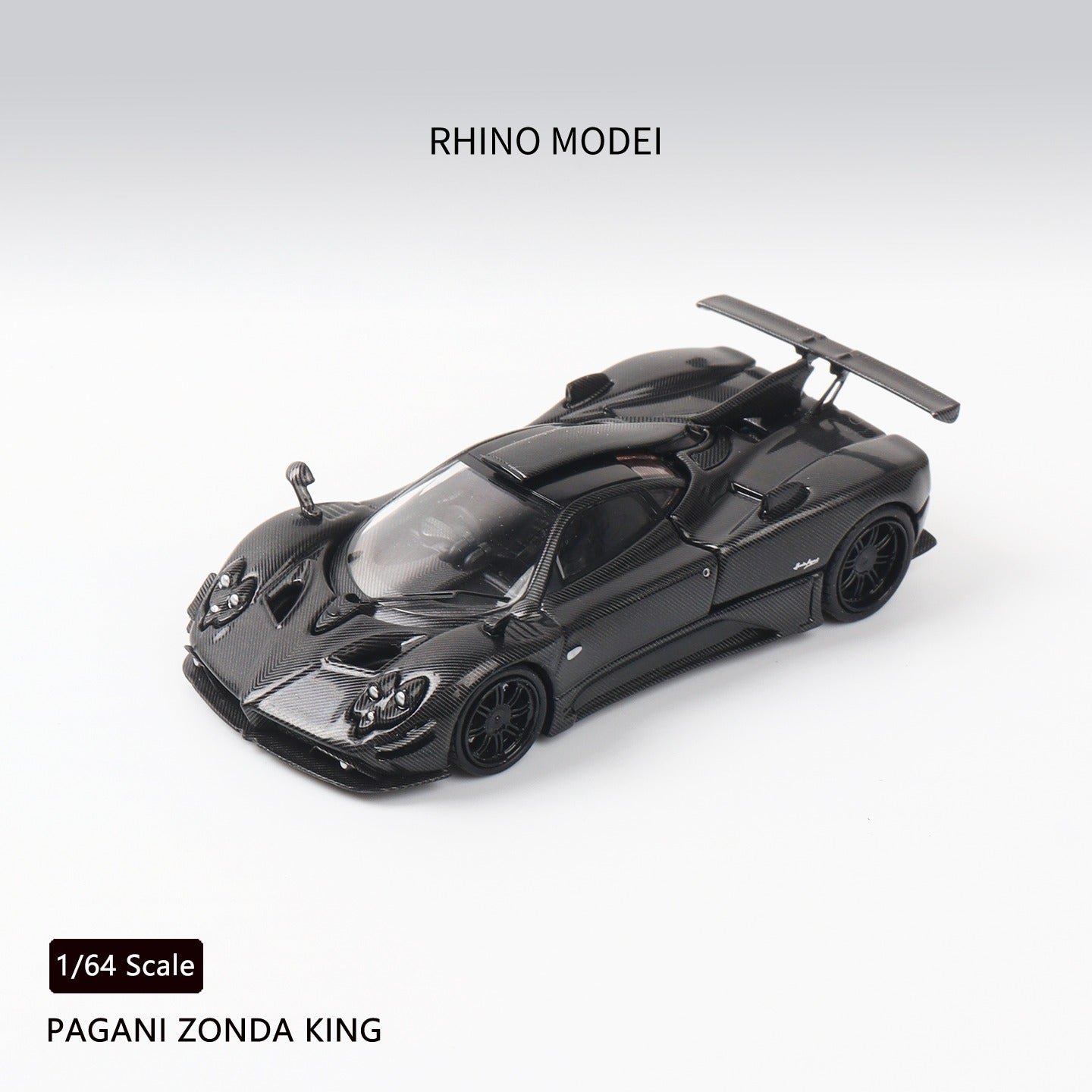 Rhino Mode RM 1/64 Zonda 760 King Diecast Model Full Carbon Black