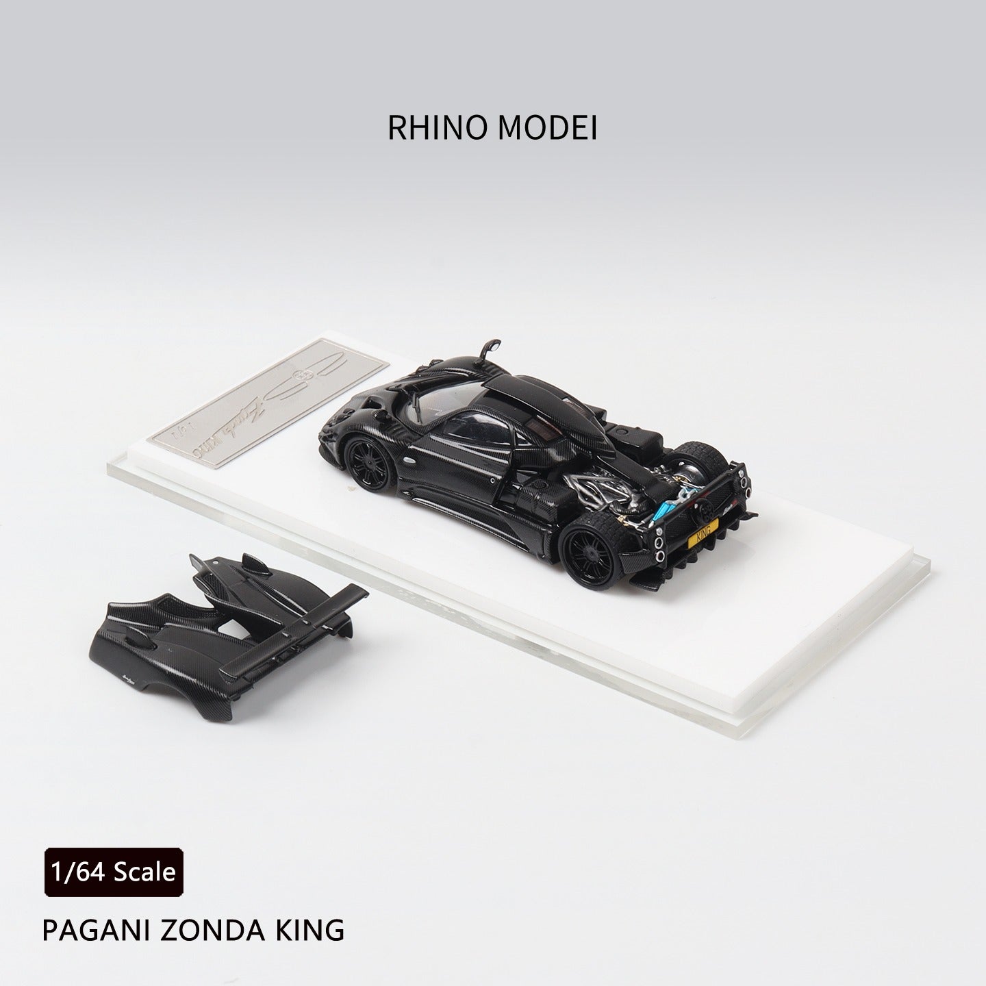 Rhino Mode RM 1/64 Zonda 760 King Diecast Model Full Carbon Black