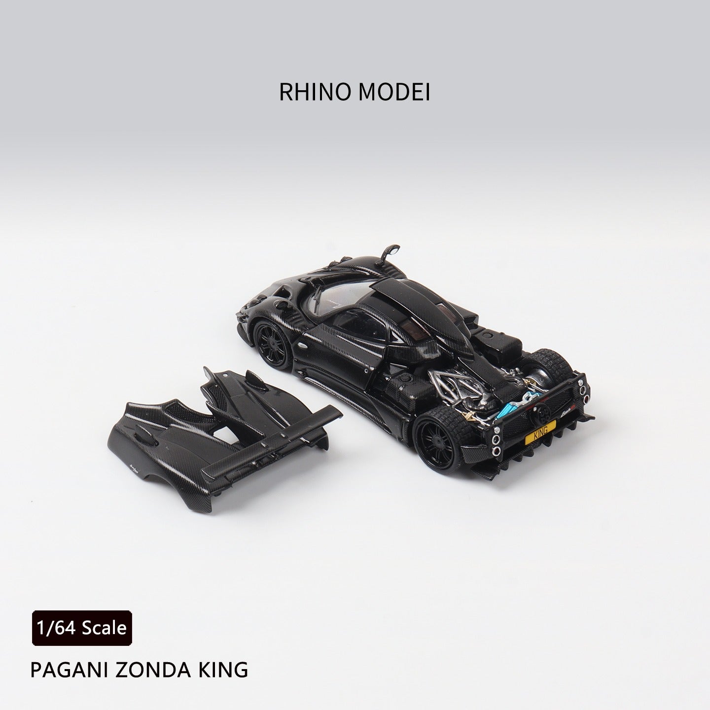 Rhino Mode RM 1/64 Zonda 760 King Diecast Model Full Carbon Black