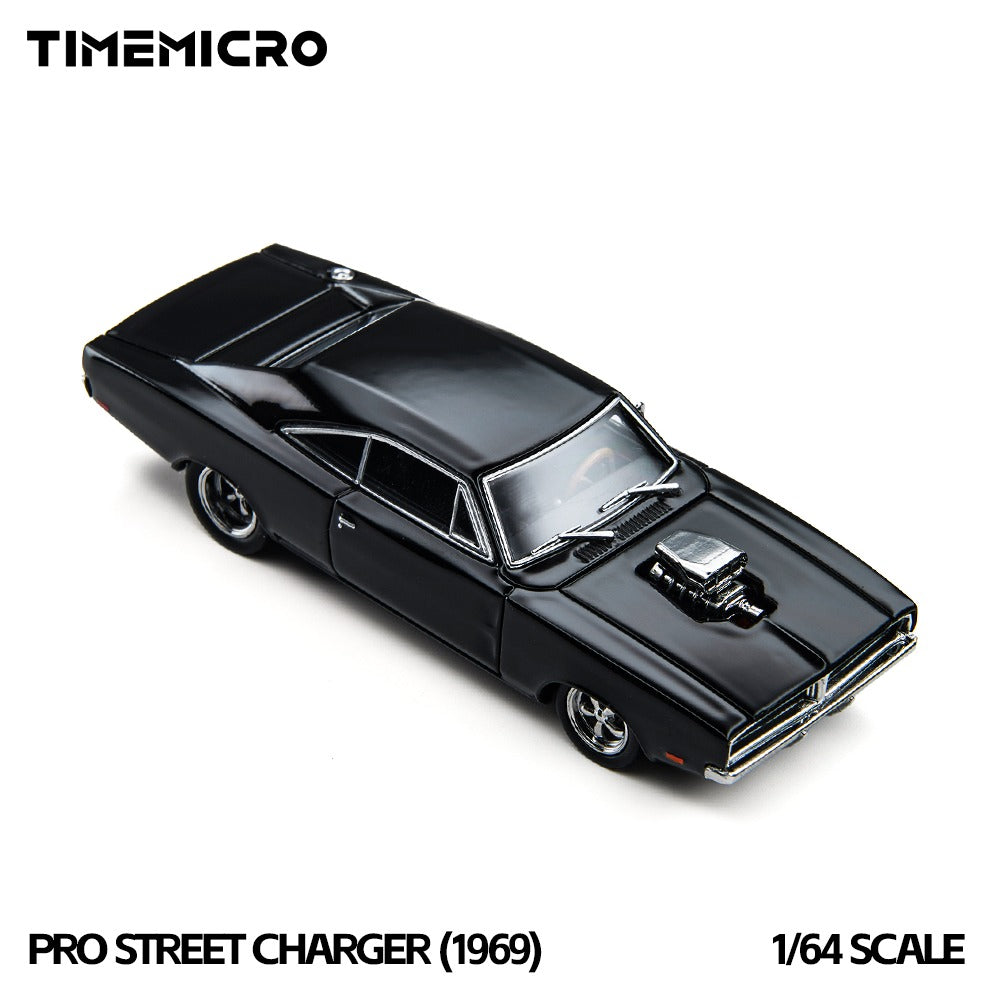 TimeMicro × PSC DESIGN 1:64 PSC Dodge 1969 Black Pro Street Charger (1969)