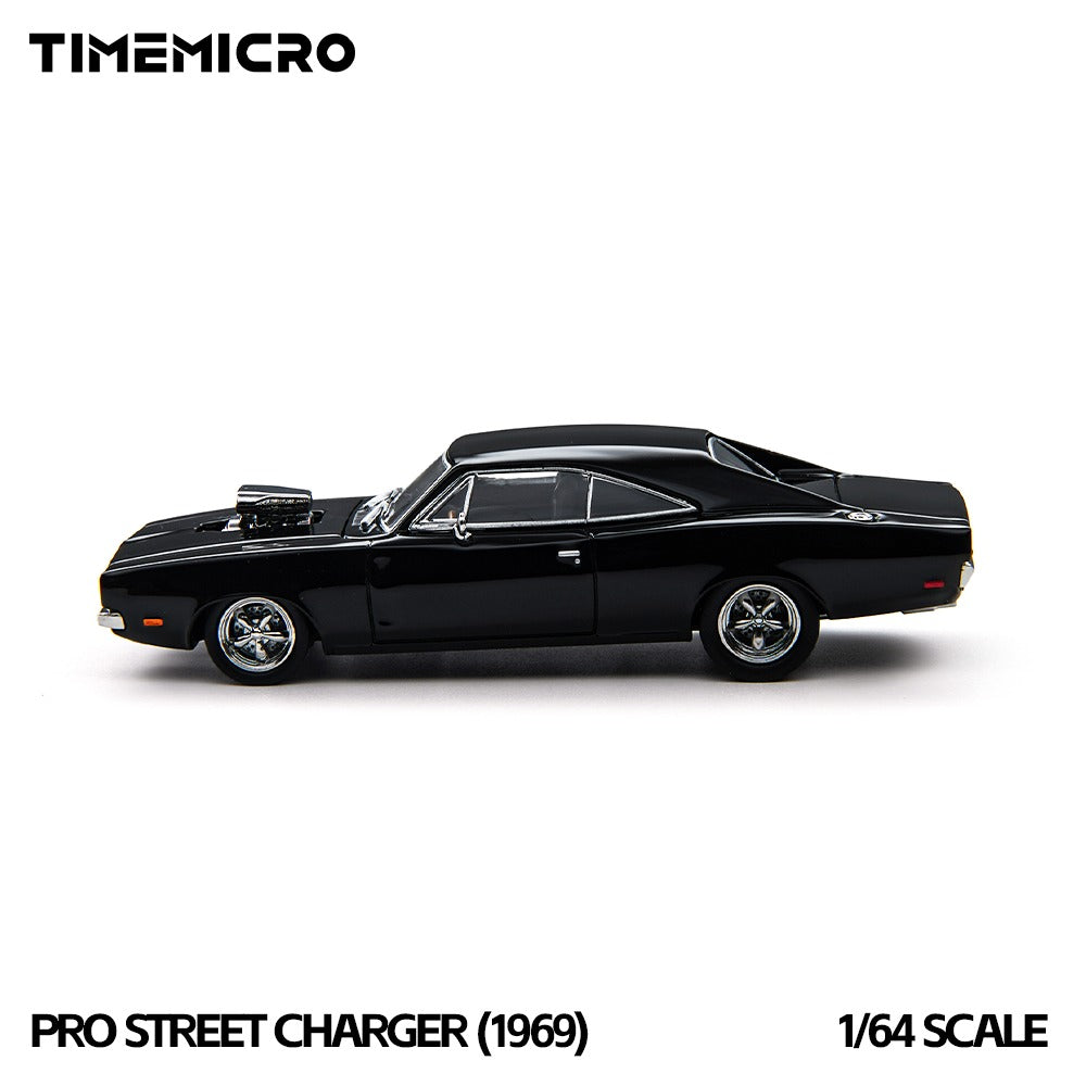 TimeMicro × PSC DESIGN 1:64 PSC Dodge 1969 Black Pro Street Charger (1969)