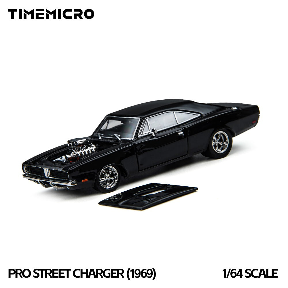 TimeMicro × PSC DESIGN 1:64 PSC Dodge 1969 Black Pro Street Charger (1969)