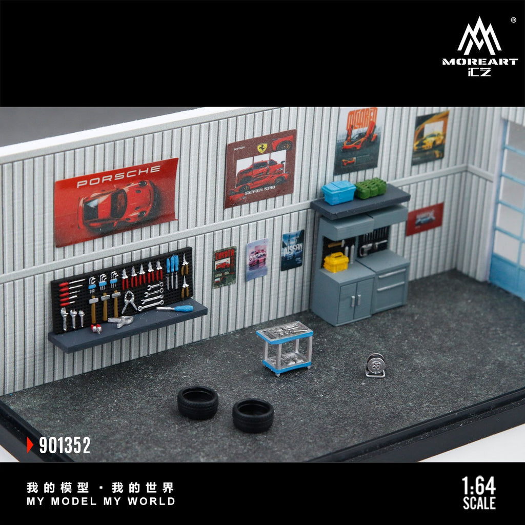 MoreArt 1:64 Automobile Maintenance Workshop Scene Model