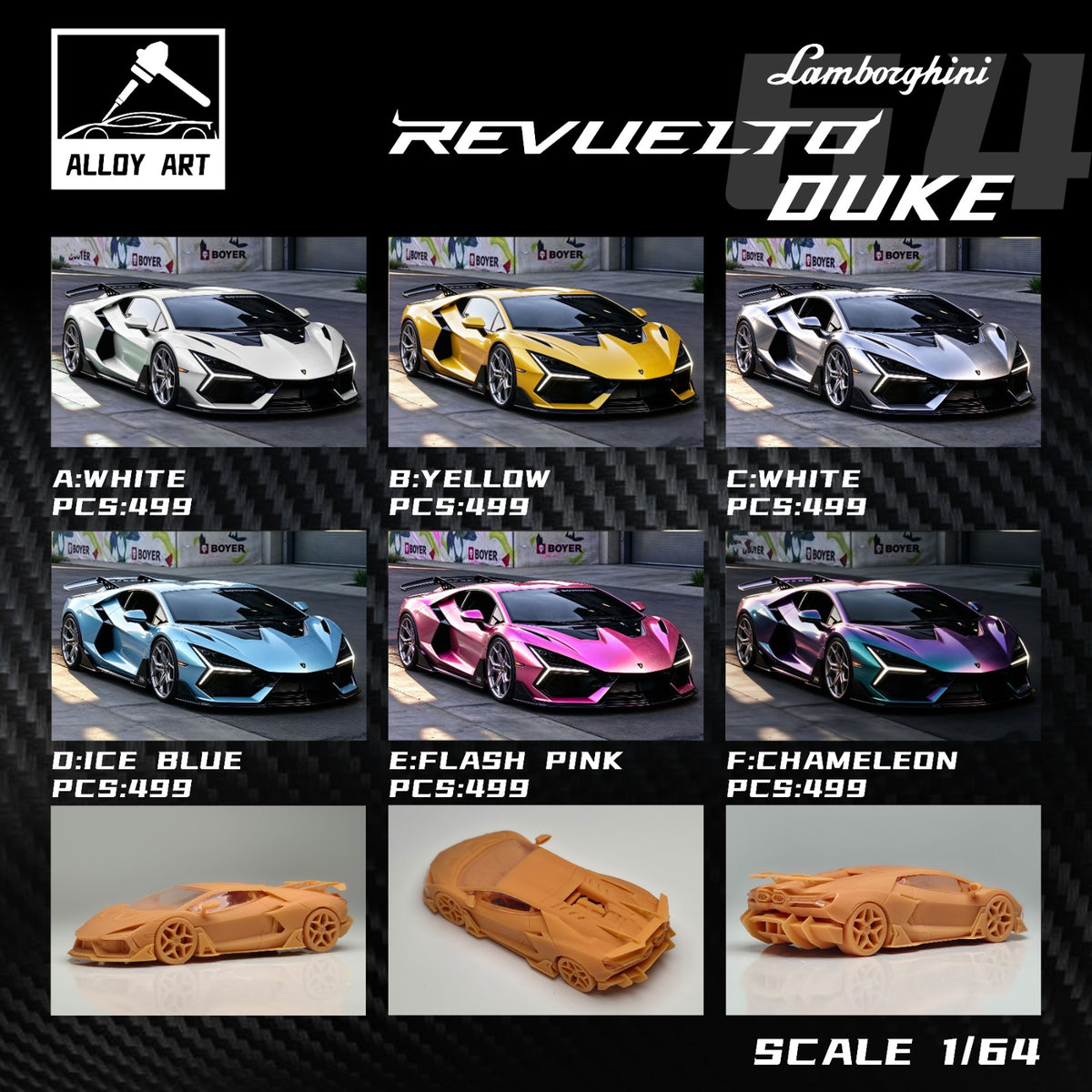 Alloy Art 1/64 Lamborghini  Revuelto Duke Modified Diecast Model.