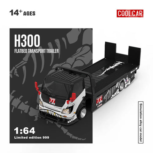 COOLCAR H300 flatbed transport trailer - White/Black Dino 77 Livery